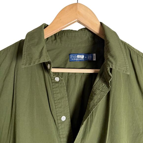 Polo Ralph Lauren Jessica Day Green Cotton Eyelet Drawstring Midi Shirt Dress 14 - Picture 6 of 14